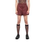 Rode Geruite Plooi Shorts Botter , Red , Heren