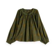 Gedrukte Modal Top Blouse Scotch & Soda , Green , Dames