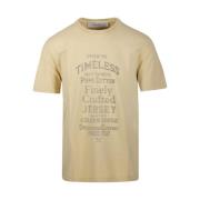 Regulier T-shirt in Raffia/Donkerbruin Golden Goose , Beige , Heren