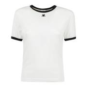 Contrast T-shirt Courrèges , White , Dames