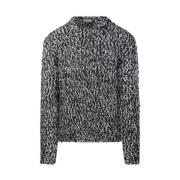 Ronde Hals Sweater in Zwart Altea , Black , Heren