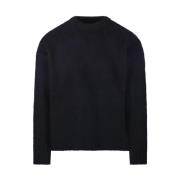 Zwarte Ronde Hals Sweater Roberto Collina , Black , Heren