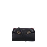 Nero/Flame Red Hug Bag Salvatore Ferragamo , Black , Dames