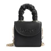 Zwarte mini tas met een handvat en een ketting Kazar , Black , Dames