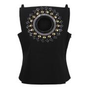 Mouwloze korte top met strass Paco Rabanne , Black , Dames