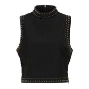 Zwarte Crop Top met Hoge Hals Gestuz , Black , Dames