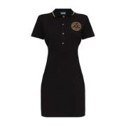 Jurk met geborduurd logo Versace Jeans Couture , Black , Dames