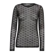 Velvet Mesh Blouse Zwart MOS Mosh , Black , Dames