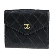 Pre-owned Leather wallets Chanel Vintage , Black , Dames