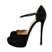 Pre-owned Velvet sandals Christian Louboutin Pre-owned , Black , Dames