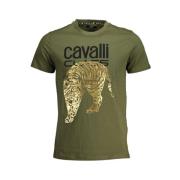 Gedrukt Logo Ronde Hals T-Shirt Cavalli Class , Green , Heren