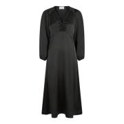 Elegante Zwarte Satijnen Maxi Jurk Neo Noir , Black , Dames