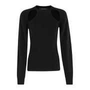 Open Mouw Crew Top Federica Tosi , Black , Dames