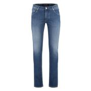 Slim Fit Distressed Jeans Hand Picked , Blue , Heren