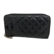 Pre-owned Leather wallets Chanel Vintage , Black , Dames