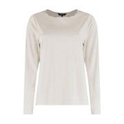 Geschulpte hals lange mouw top Bloomings , Beige , Dames