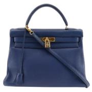 Pre-owned Leather handbags Hermès Vintage , Blue , Dames