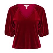 Rhythmic Red Blouse met V-Hals Part Two , Red , Dames