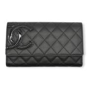 Pre-owned Leather wallets Chanel Vintage , Black , Dames