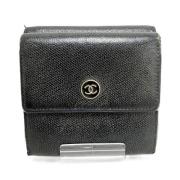 Pre-owned Leather wallets Chanel Vintage , Black , Dames