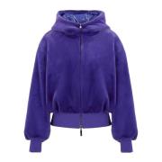 Paarse Omkeerbare Bontjas met Capuchon Emporio Armani , Purple , Dames