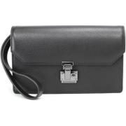 Zwarte leren handtas met metalen sluiting Emporio Armani , Black , Her...