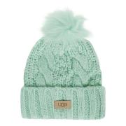 Gebreide Muts met Bont Pom UGG , Green , Dames