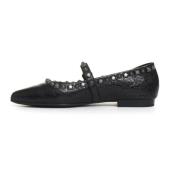 Zwarte leren ballerina`s met studs ASH , Black , Dames