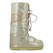 Gouden Glitter Hoge Schoenen Moon Boot , Yellow , Dames