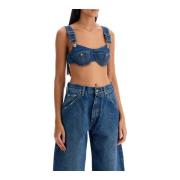 Denim Bralette Overalls Gespen Jean Paul Gaultier , Blue , Dames