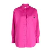 Vossen Patch Casual Katoen Poplin Shirt Maison Kitsuné , Pink , Dames