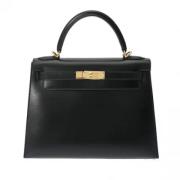 Pre-owned Leather handbags Hermès Vintage , Black , Dames