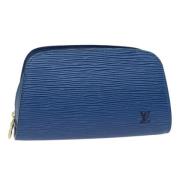 Pre-owned Leather pouches Louis Vuitton Vintage , Blue , Dames