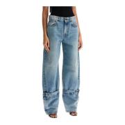 Vintage Wide-Leg Patchwork Jeans Haikure , Blue , Dames