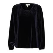 Elegante Dark Navy Blouse Madispw Part Two , Blue , Dames