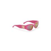 Spiegel Roze Ronde Bril Balenciaga , Pink , Dames