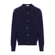 Blauwe Wol V-Hals Cardigan Sweater Comme des Garçons , Blue , Heren