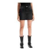 Vervaagde Denim Minirok met Druklipjes Isabel Marant Étoile , Black , ...