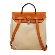 Pre-owned Canvas handbags Hermès Vintage , Beige , Dames