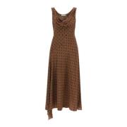 Polka Dot Zijden Midi Jurk Alessandra Rich , Brown , Dames