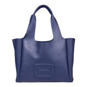 Blauwe Shopper van Textuurleer Hogan , Blue , Dames