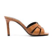 Bruine sandalen met krokodillenhuid effect Saint Laurent , Brown , Dam...