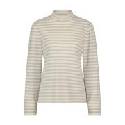 Gestreepte Lurex Mock Neck Top Tramontana , Beige , Dames