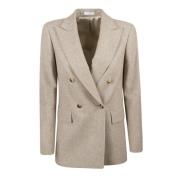 Beige Wol Kasjmier Jas Made in Italy Boglioli , Beige , Dames