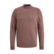 Mock Neck Pullover Cotton Mix Cast Iron , Brown , Heren