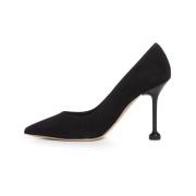 Zwarte suède pump met metalen hak Ninalilou , Black , Dames