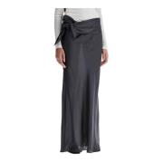 Zijden Maxi Rok met Knoopdetail Christopher Esber , Gray , Dames