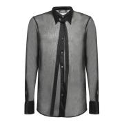 Zwarte Shirt met Transparante Stof Dsquared2 , Black , Heren