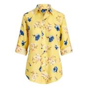 Bloemen Linnen Overhemd Ralph Lauren , Yellow , Dames