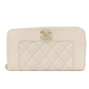 Pre-owned Leather wallets Chanel Vintage , White , Dames